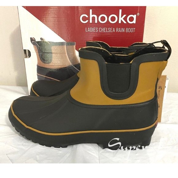 NEW Chooka Women's Chelsea Memory Foam Rain Boots BROWN - Picture 2 of 7